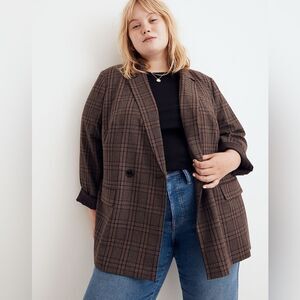 Madewell Women Plus Size Brown Plaid Blazer - 3X - NWT